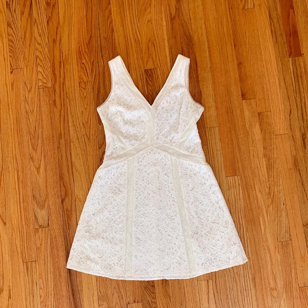 BCBGMAXAZRIA cream sequin A-line cocktail dress
